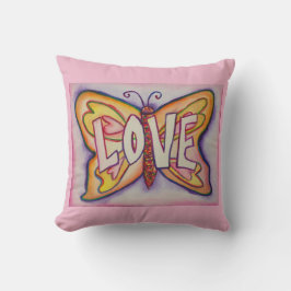 Liebe Word Art Pink Butterfly Akzente wirbelkissen Kissen