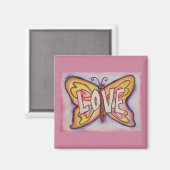Liebe Word Art Pink Butterfly Custom Kühlschrankma Magnet (Vorderseite/Rückseite)