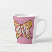 Liebe Word Art Pink Butterfly Wing Cup Latte Tasse (Rechts)