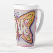 Liebe Word Art Pink Butterfly Wing Cup Latte Tasse (Rechte Ecke)