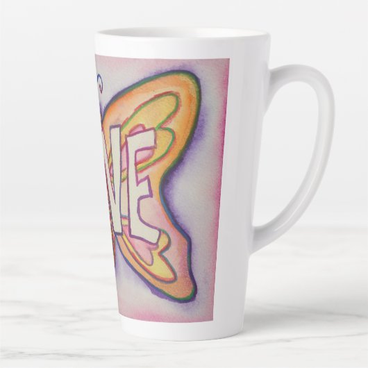 Liebe Word Art Pink Butterfly Wing Cup Latte Tasse (Rechts)