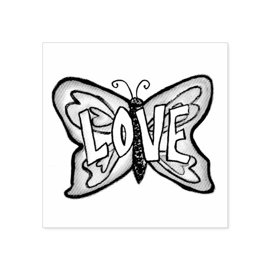 Liebe Word Butterfly Rubber Briefmarke Gummistempel (Prägung)