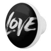 LIEBE Word Calligraphie Elegantes Schreiben Schwar Keramikknauf (Rechts)
