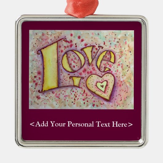 Liebe Word-Ornament mit benutzerdefinierten Textop Ornament Aus Metall (Vorne)