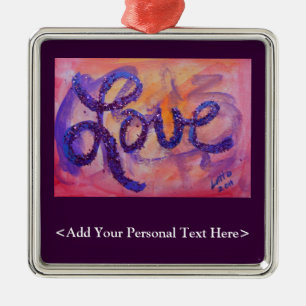 Liebe Word-Ornament mit benutzerdefinierten Textop Silbernes Ornament