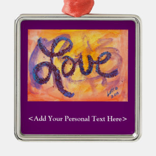 Liebe Word-Ornament mit benutzerdefinierten Textop Silbernes Ornament