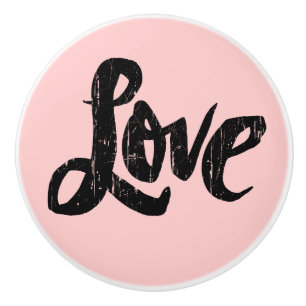 LIEBE Word Paris Chic Pale Pink Black Letting Keramikknauf