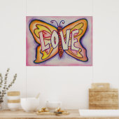 Liebe Word Pink Butterfly Art Print Poster (Küche)