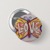 Liebe Word Pink Butterfly Benutzerdefinierte Butto Button (Vorne & Hinten)