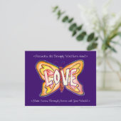 Liebe Word Pink Butterfly Custom Art Einladungen (Stehend Vorderseite)