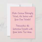 Liebe Word Pink Butterfly Custom Art Einladungen (Rückseite)