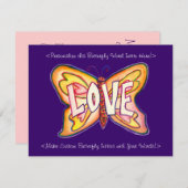 Liebe Word Pink Butterfly Custom Art Einladungen (Vorne/Hinten)