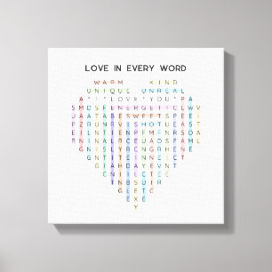 Liebe Word Quest - Heart Puzzle - Ich Liebe Sie Leinwanddruck
