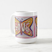Liebe Word Rosa Schmetterling Art Kaffeemaschine o Kaffeetasse (Vorderseite Links)