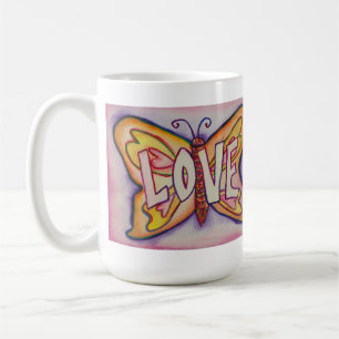 Liebe Word Rosa Schmetterling Art Kaffeemaschine o Kaffeetasse