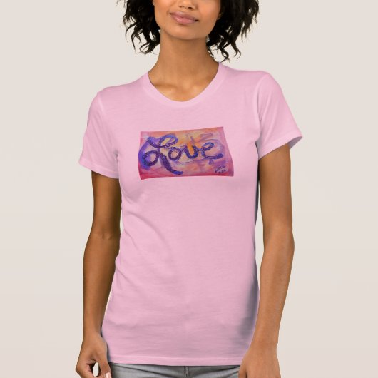 Liebe Word Sunset Twilight Glitzer Kunst Stadtrund T-Shirt (Vorderseite)