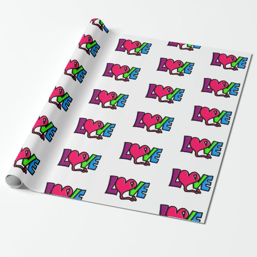 Liebe Wort Kunst Typografie Geschenkpapier (Ungerollt)
