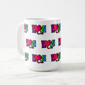 Liebe Wort Kunst Typografie Kaffeetasse (Vorderseite Links)