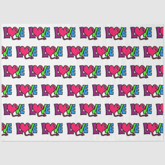 Liebe Wort Kunst Typografie Seidenpapier (Vorderseite)