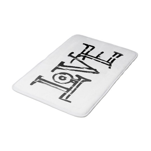 Liebe Wort Typografie Badematte (Schrägansicht)