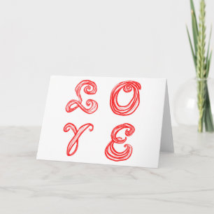 LIEBE Wortart Stoff Schriftart rote Buchstaben Karte