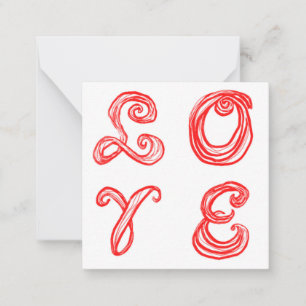LIEBE Wortart Stoff Schriftart rote Buchstaben Mitteilungskarte