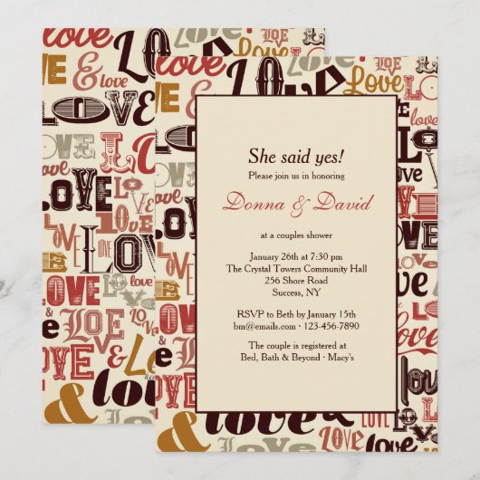 Liebe Worte Einladung (Vorne/Hinten)