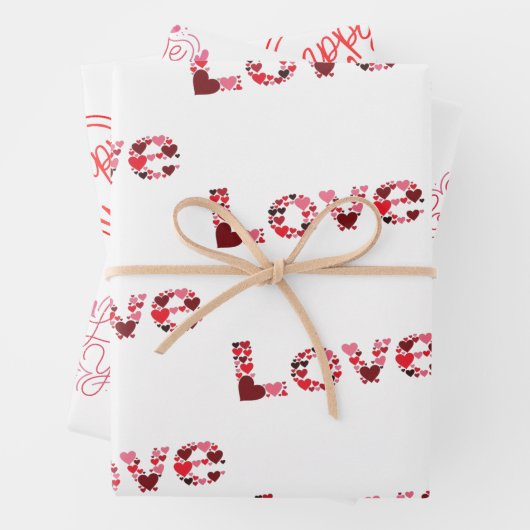 LIEBE Wrapping Paper Flat Sheet Set 3 Geschenkpapier Set (Beispiel)