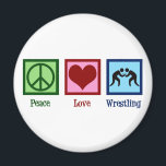 Liebe Wrestling Magnet<br><div class="desc">Frieden Liebe Wrestling. Cooles Ringgeschenk mit einem Friedensschild, Herz und zwei Typ, die in einem Wrestling-Spiel im Ring an einem Gelenkschloss klopfen. Phantastischer Wrestling-Coach von jemandem, der auf einem Team ringt.</div>