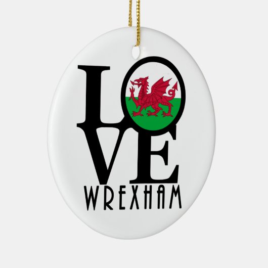 LIEBE Wrexham Wales Keramik Ornament (Rechts)