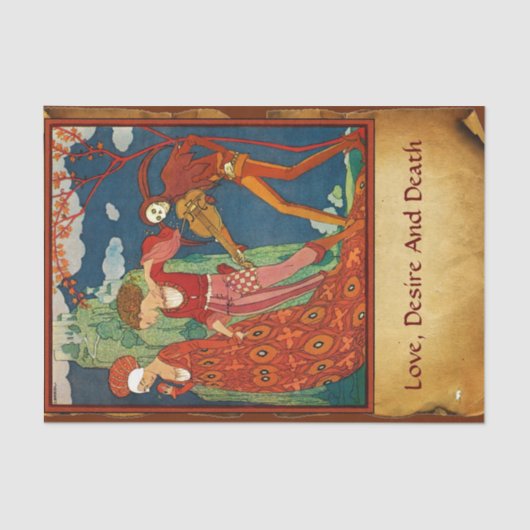 LIEBE, WUNSCH UND TOD Valentinstag Pergament Seidenpapier (Vorderseite)