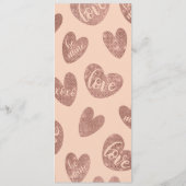 Liebe XOXO Seien meine Rose Gold Rosa Glitzer Herz Menükarte (Rückseite)