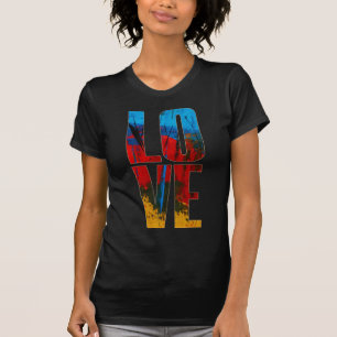Liebe Yellow Black Blue Trendy Abstrakte Kunst T-Shirt