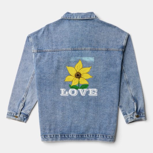 Liebe Yellow Sunflower Blue Sky Jeansjacke (Rückseite)