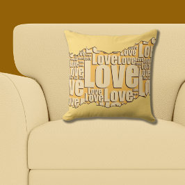 Liebe Yellow Typografy Pattern Kissen