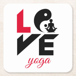Liebe-Yoga Rechteckiger Pappuntersetzer
