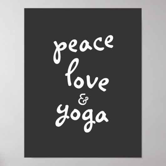 Liebe Yoga Typografie Poster grau-weiß (Vorne)
