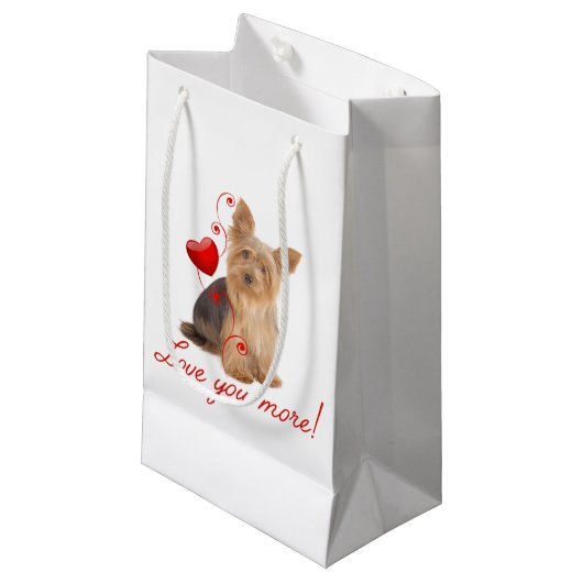 Liebe! Yorkie Gift Bag Kleine Geschenktüte (Vorderseite Schrägansicht)