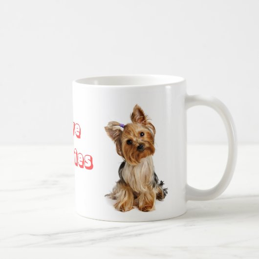Liebe Yorkie Yorkshire Terrier Welpe Doppy Coffee  Kaffeetasse (Rechts)