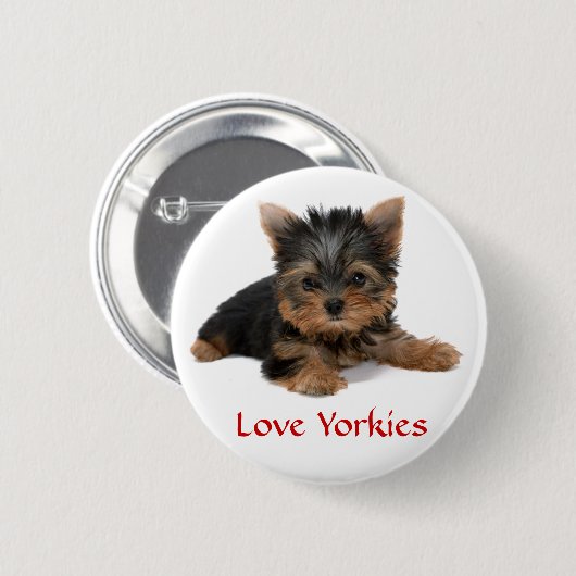 Liebe Yorkies Welpe Button Button (Vorne & Hinten)