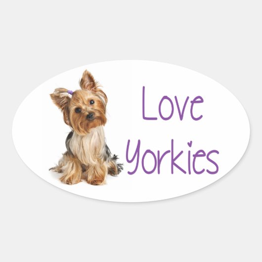 Liebe Yorkies Yorkshire Terrier Puppy Docker Ovaler Aufkleber (Vorderseite)