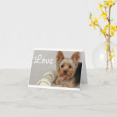 Liebe Yorkshire Terrier Welpen Lederkarte Karte (Gelbe Blume)
