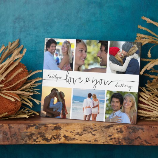 LIEBE YOU 6 Foto Collage Handgeschriebenes Herz Fotoplatte (Seite)