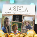 Liebe You Abuela 3 Foto Collage Rustikales Holz Fotoplatte<br><div class="desc">Ein unvergessliches Geschenk für Großmutter mit Enkeln,  Fotos und Namen.</div>