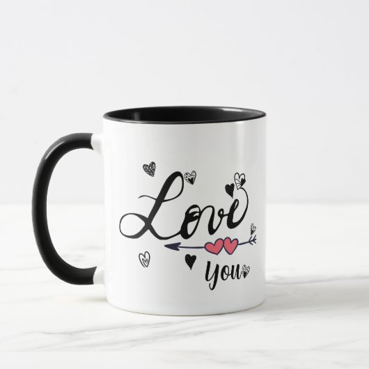 Liebe You Black Typografy Coffee Tasse (Links)
