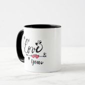 Liebe You Black Typografy Coffee Tasse (Vorderseite Links)