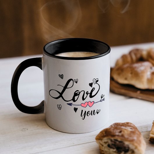Liebe You Black Typografy Coffee Tasse