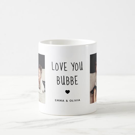 Liebe You Bubbe | Zwei handgeschriebene Fotos Kaffeetasse (Mittel)