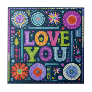 Liebe You, buntes Vintages Design, Fliese