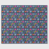 Liebe You, buntes Vintages Design, Geschenkpapier (Flach)
